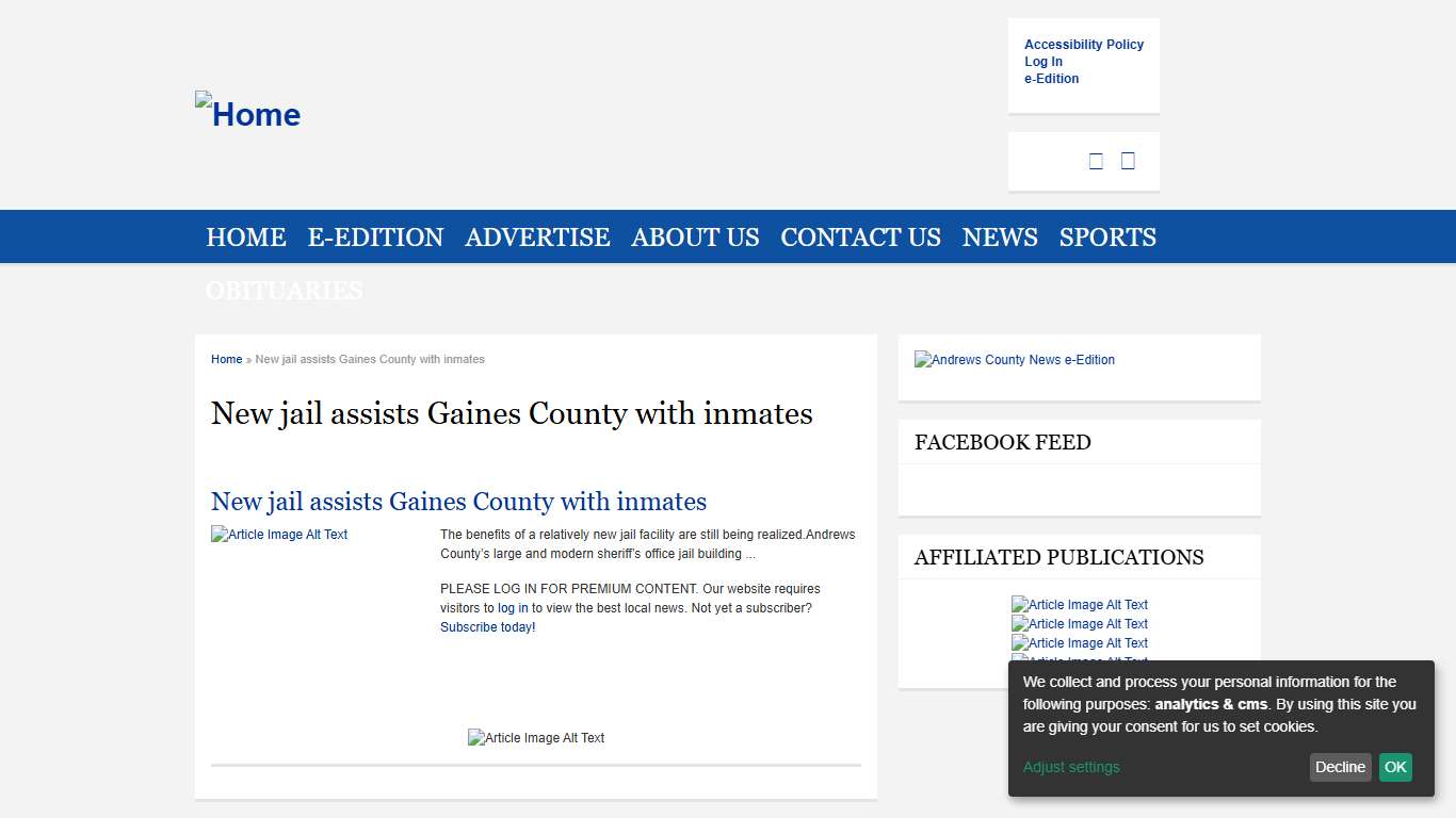 New jail assists Gaines County with inmates Andrews County News