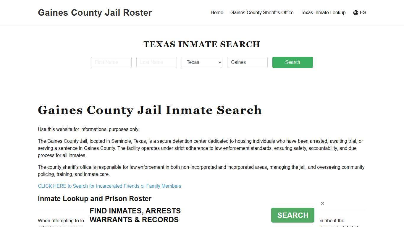 Gaines County Jail Roster Lookup, TX, Inmate Search